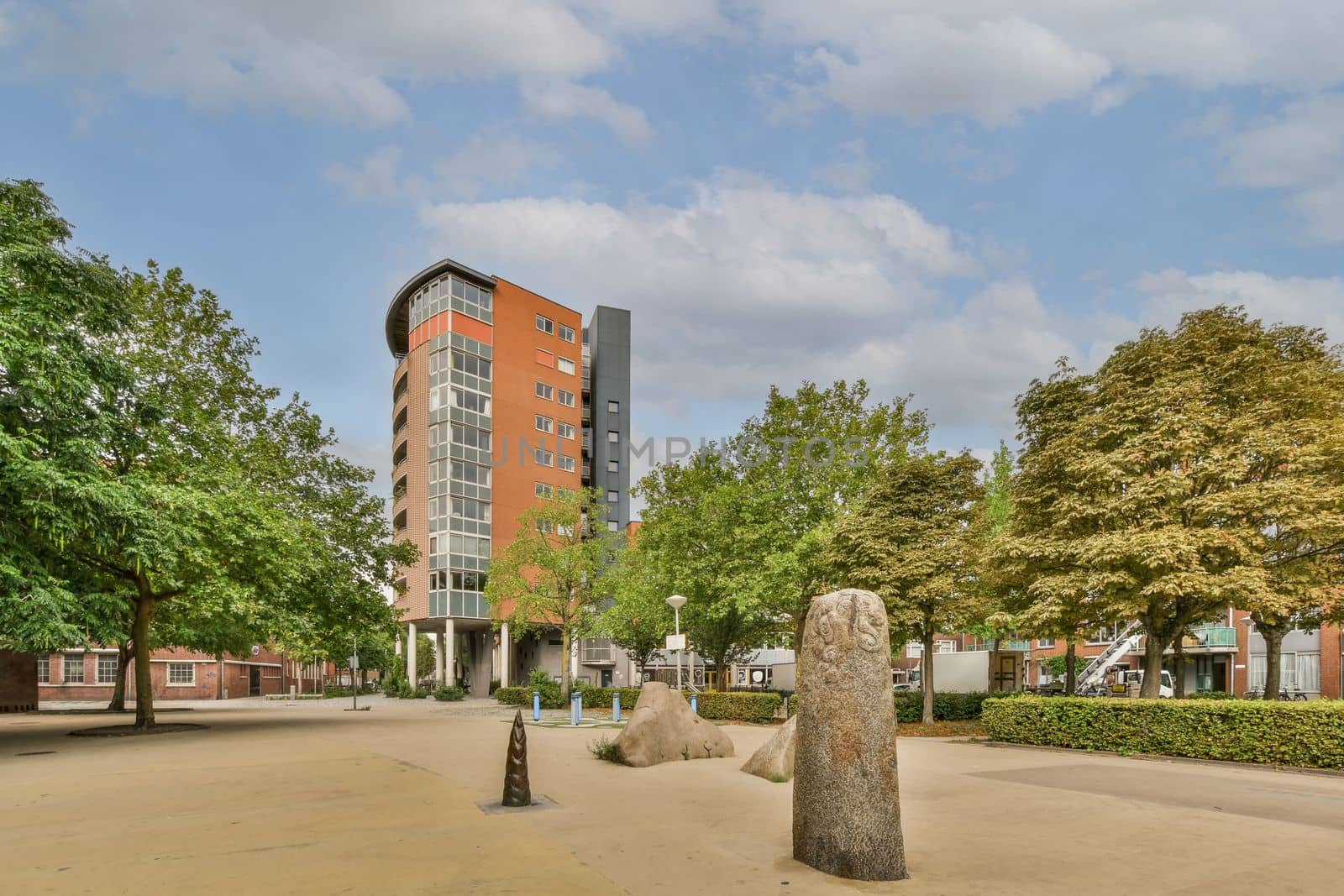 View of street near building with beauty of vegetation outside