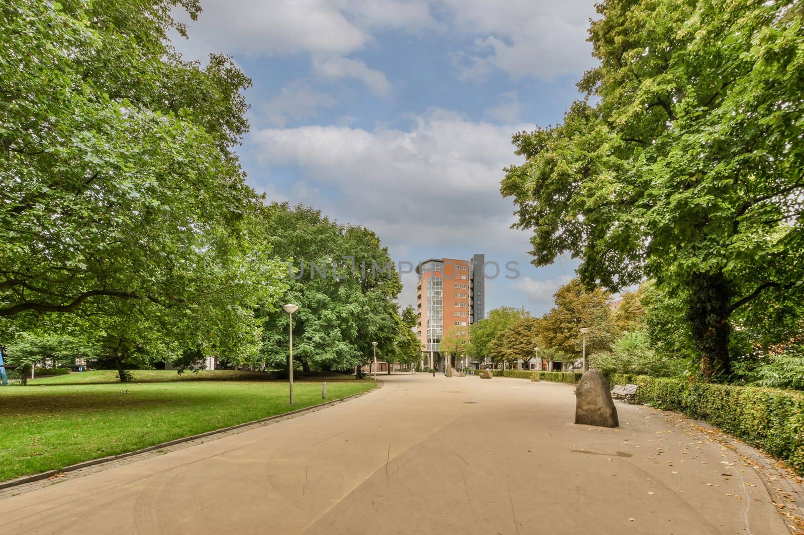 View of street near building with beauty of vegetation outside