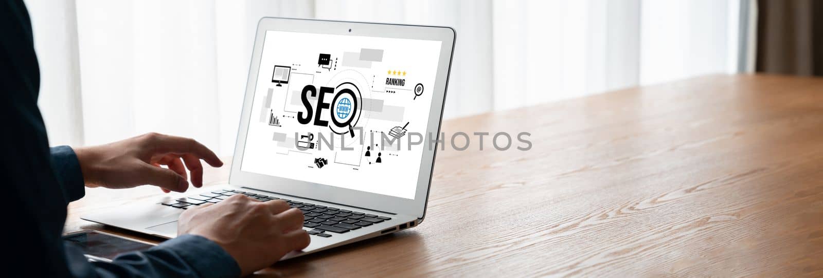 SEO search engine optimization for modish e-commerce and online retail business showing on computer screen