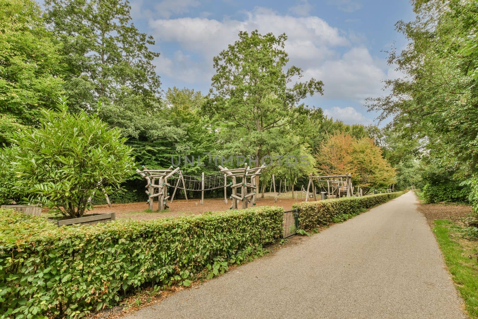 View of street near building with beauty of vegetation outside