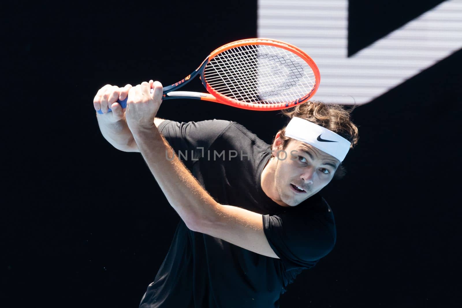MELBOURNE, AUSTRALIA - JANUARY 13: Taylor Fritz of USA practices ahead of the 2023 Australian Open at Melbourne Park on January 13, 2023 in Melbourne, Australia.