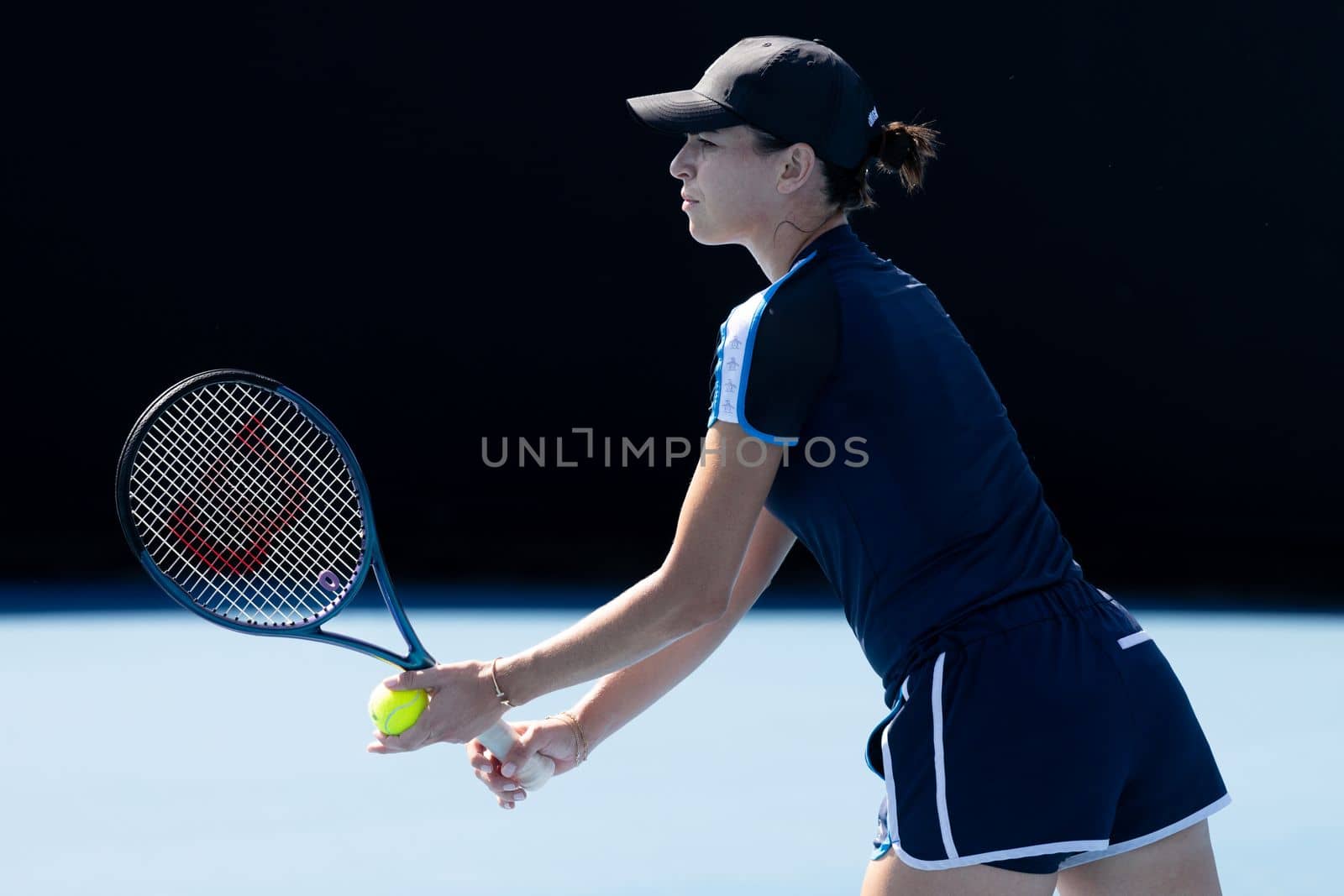 MELBOURNE, AUSTRALIA - JANUARY 13: Ajla Tomljanovic of Australia practices ahead of the 2023 Australian Open at Melbourne Park on January 13, 2023 in Melbourne, Australia.