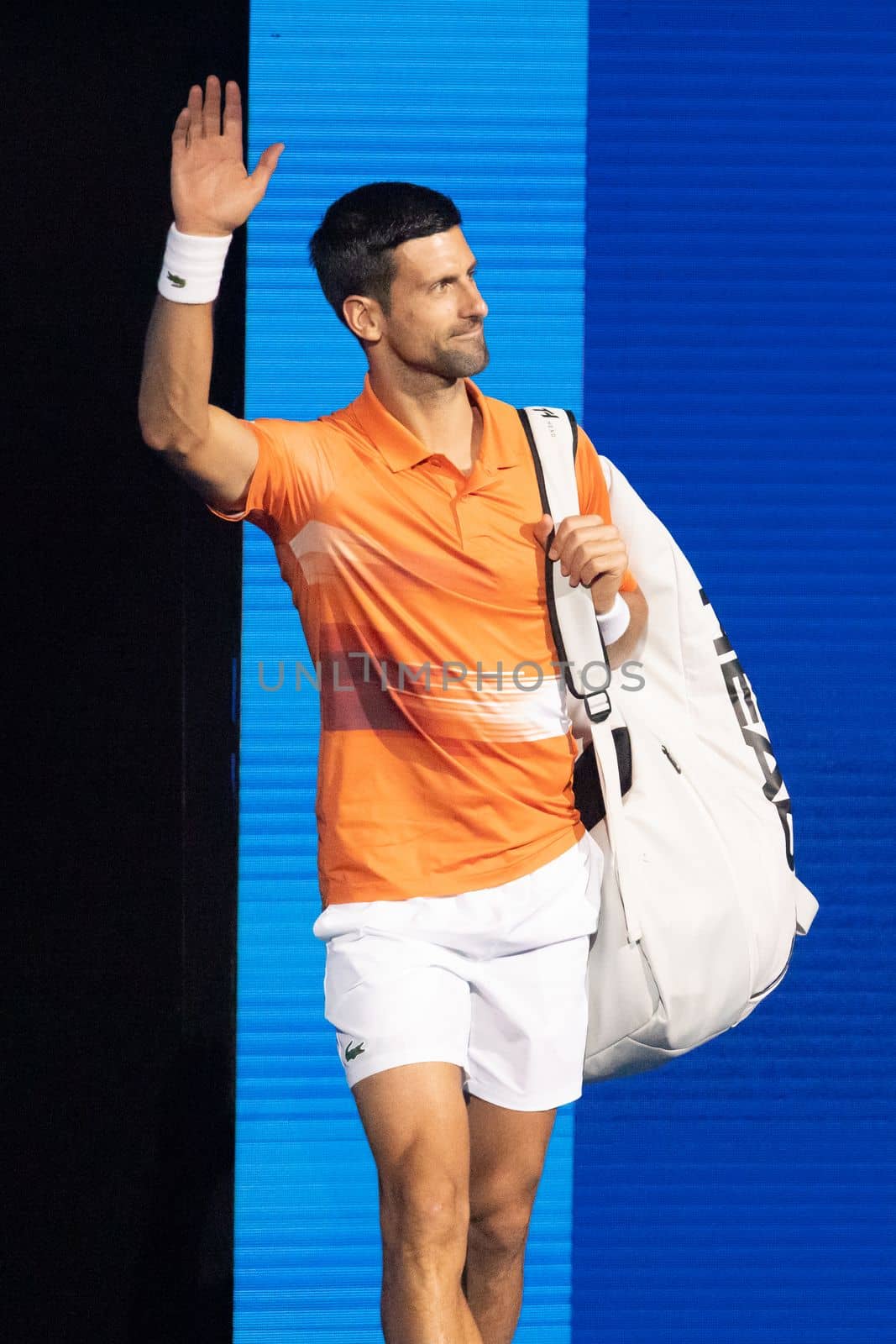 MELBOURNE, AUSTRALIA - JANUARY 13: Novak Djokovic of Serbia and Nick Kyrgios of Australia play an Arena Showdown charity match ahead of the 2023 Australian Open at Melbourne Park on January 13, 2023 in Melbourne, Australia.