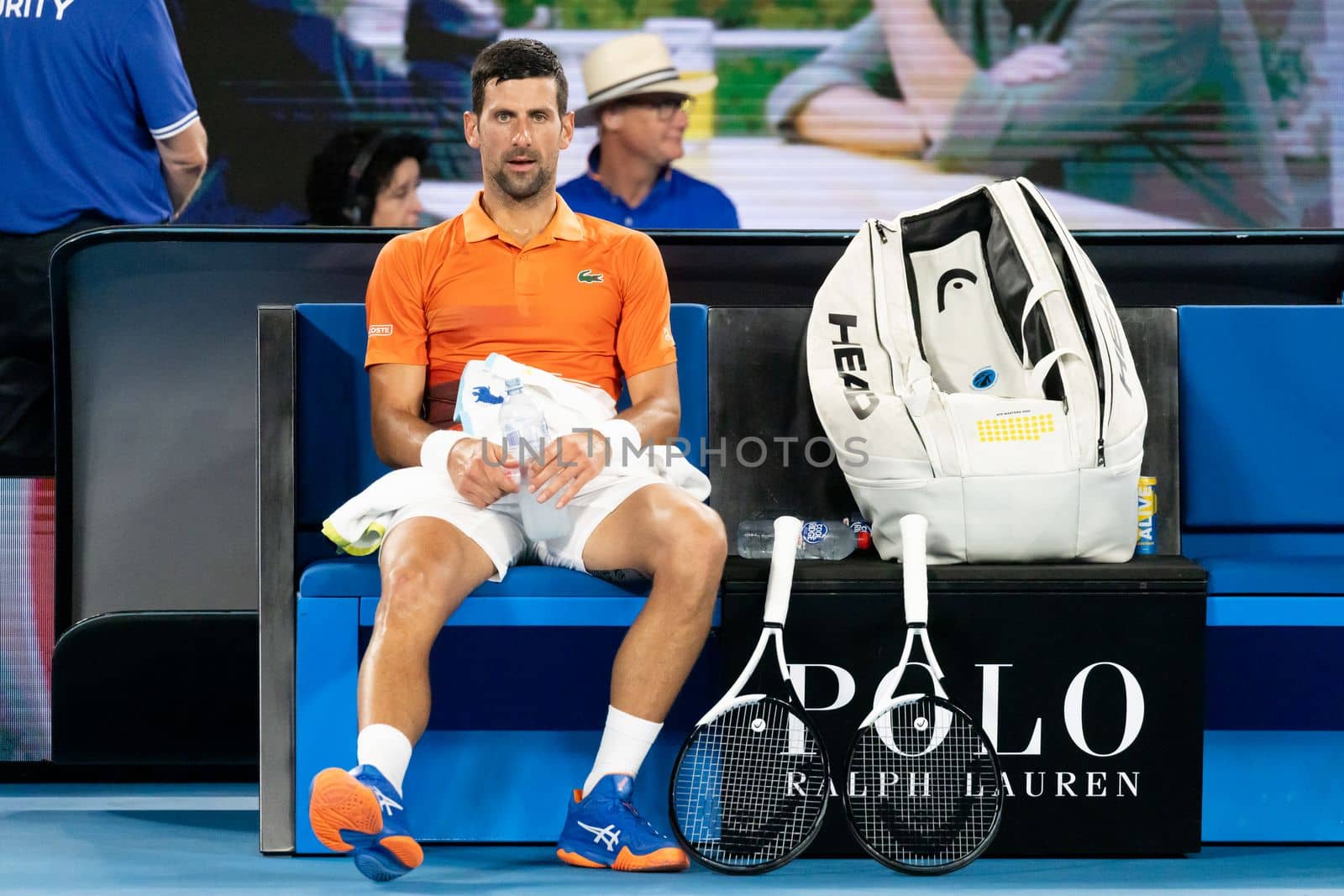 MELBOURNE, AUSTRALIA - JANUARY 13: Novak Djokovic of Serbia and Nick Kyrgios of Australia play an Arena Showdown charity match ahead of the 2023 Australian Open at Melbourne Park on January 13, 2023 in Melbourne, Australia.