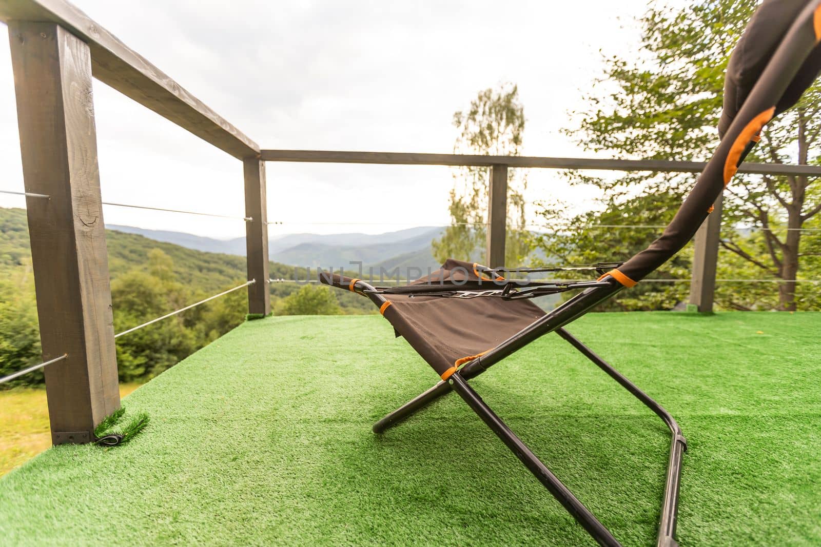 A nice rest in sun loungers on the mountain after a long hike