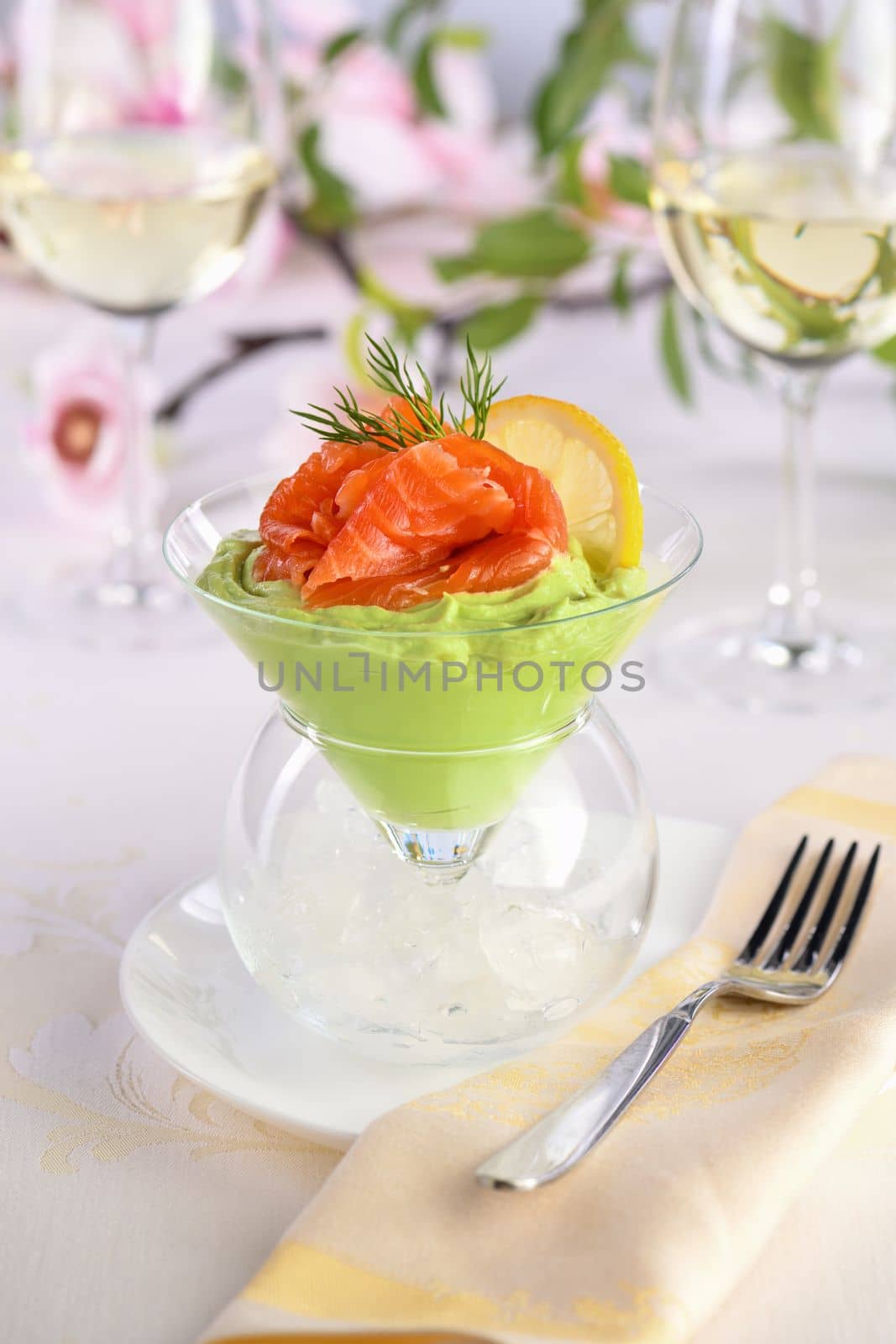 Verrine with avocado cream and salmon  by Apolonia