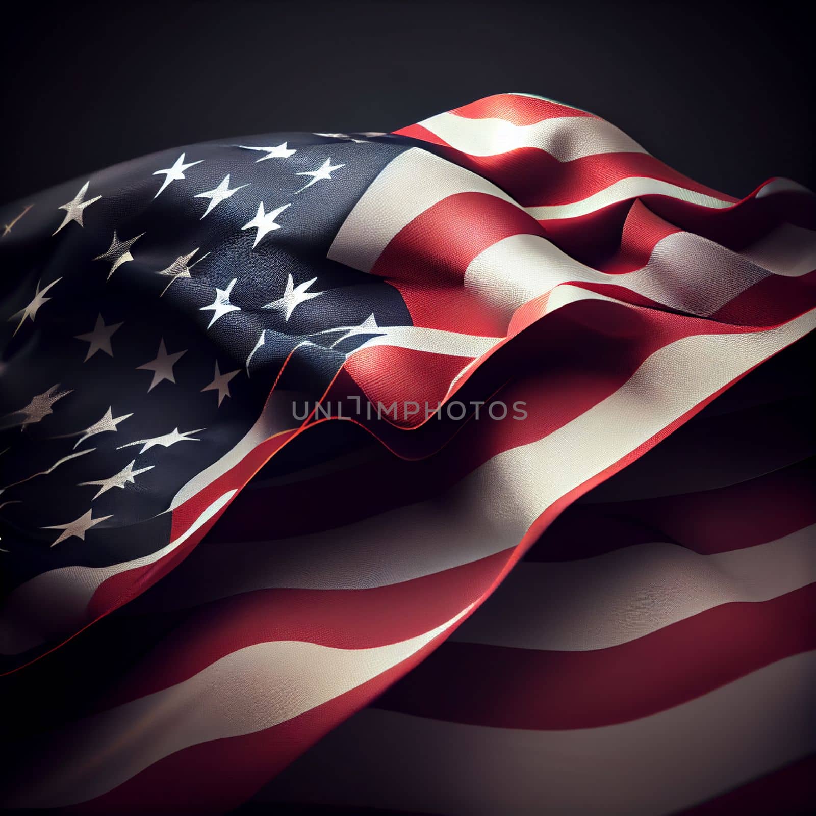 Realistic abstract flag of america, country independence day, national traditions - illustration