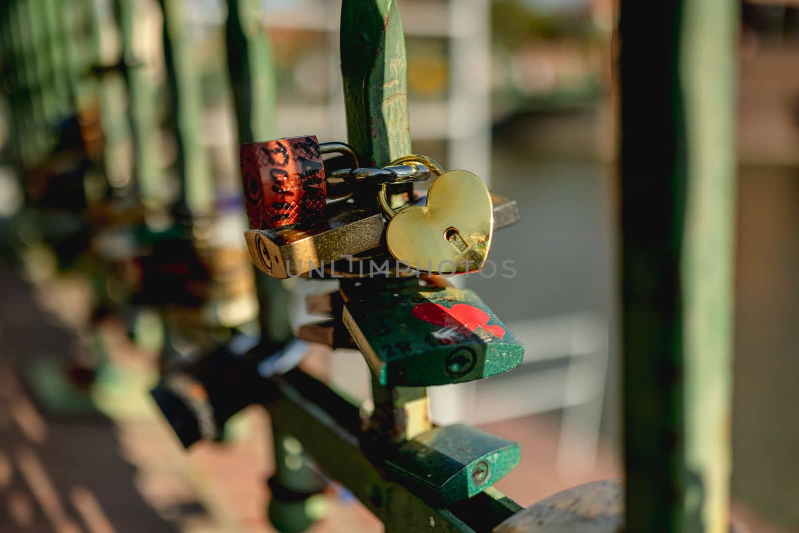 Padlocks hanging on Tumski bridge in Wroclaw by tan4ikk1