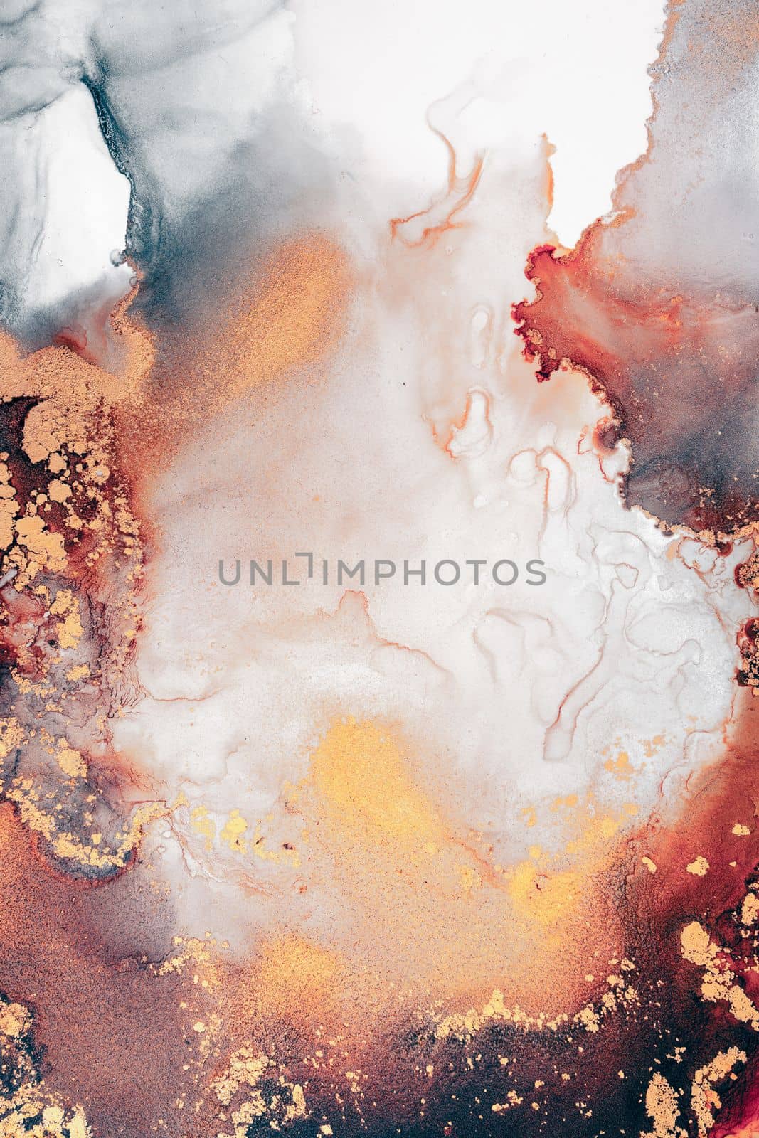 Burning abstract background from marble ink art of exquisite original painting . Painting was painted on high quality paper texture to create smooth marble background pattern of ombre alcohol ink .