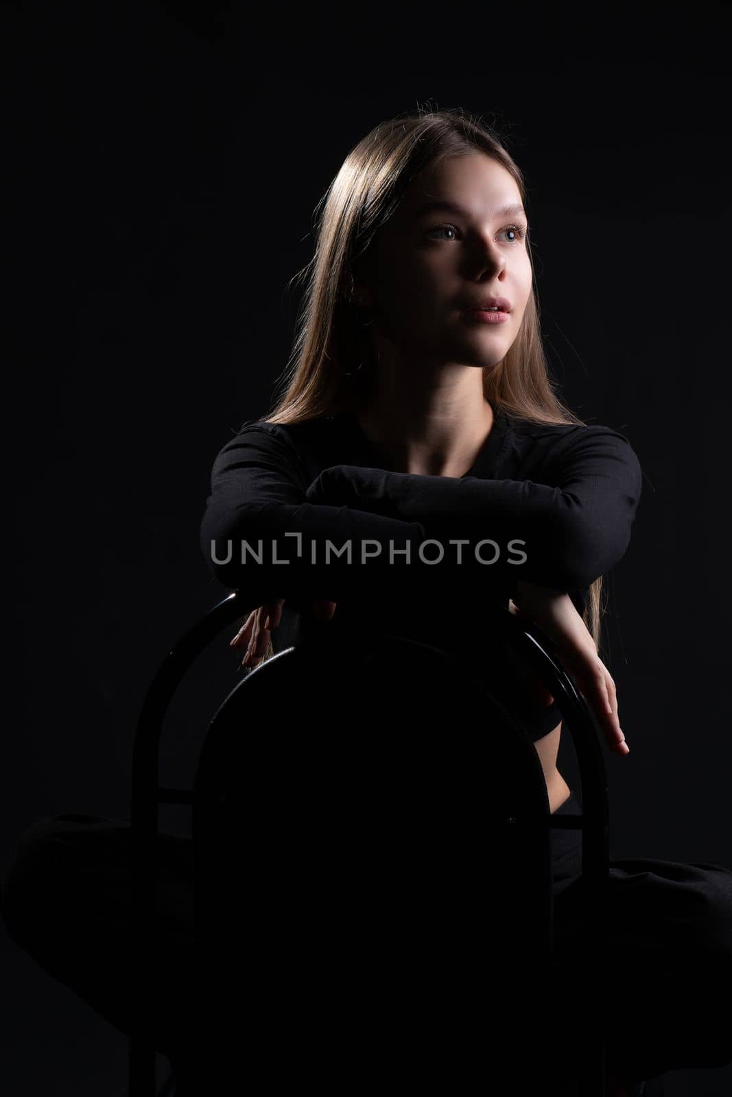 style beautiful girl model young barefoot chair black studio beauty female background woman by 89167702191