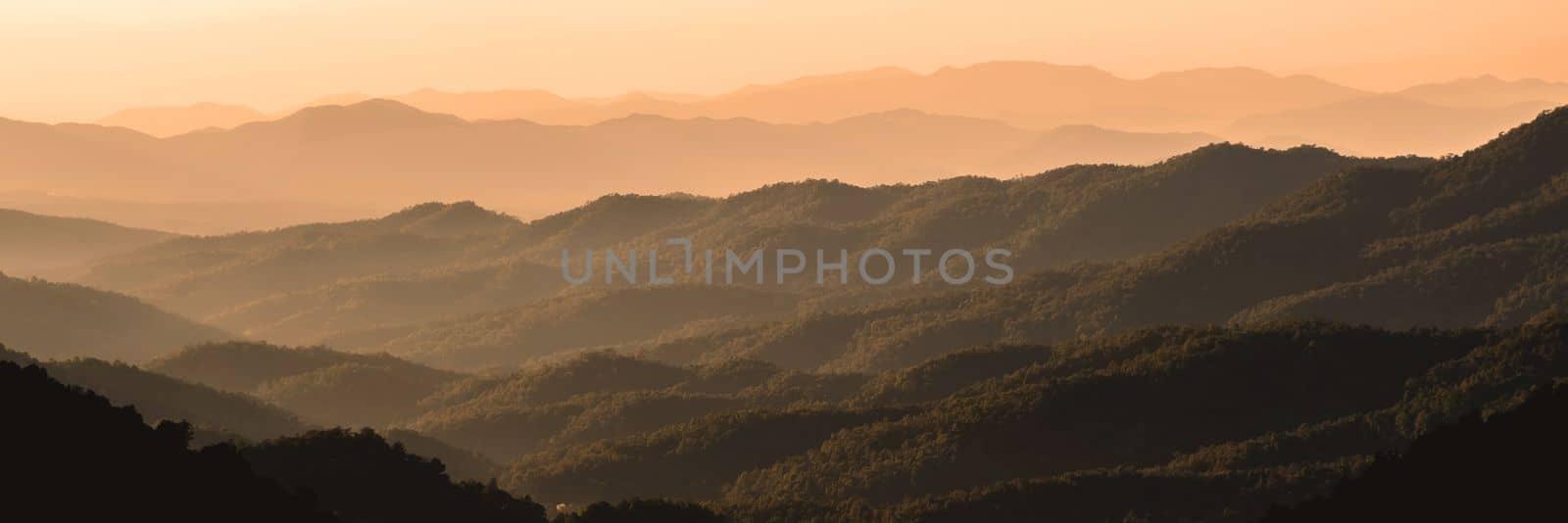 sunset in the mountains of Northern Thailand Chiang Mai. beautiful sunset in the mountains by fokkebok