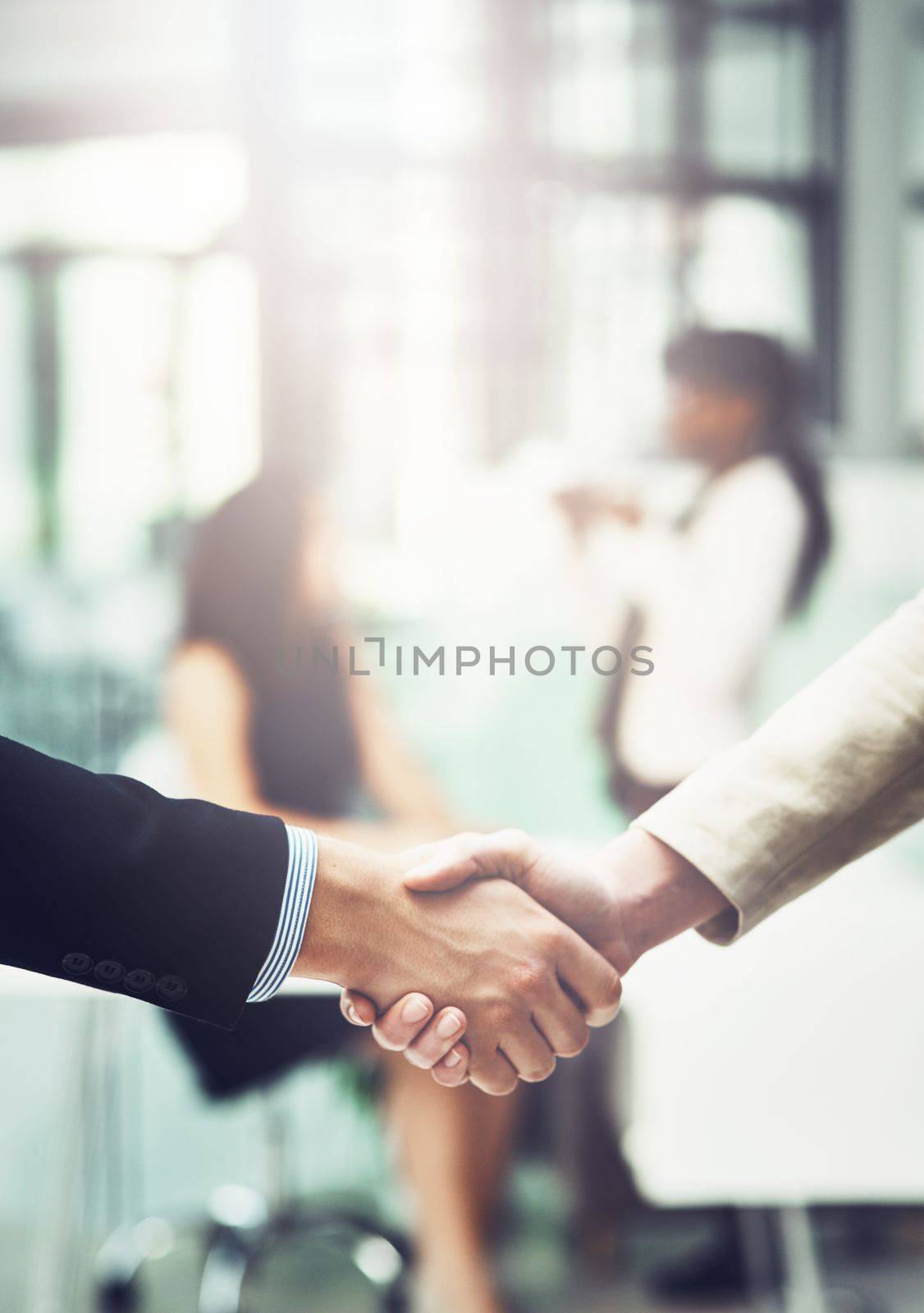 Congratulations for being a part of our team. businesspeople shaking hands in an office