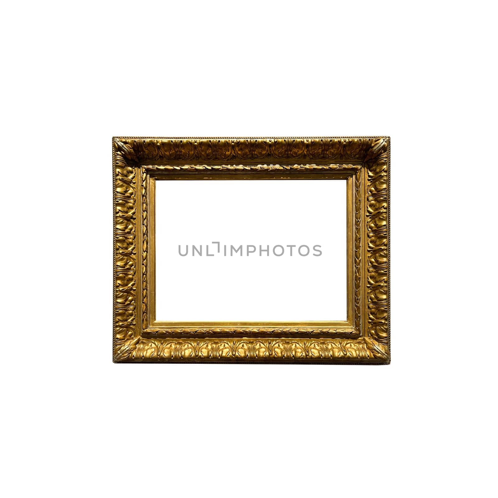Home decor and interior design, antique golden art gallery frame isolated on white background, furniture and decoration detail