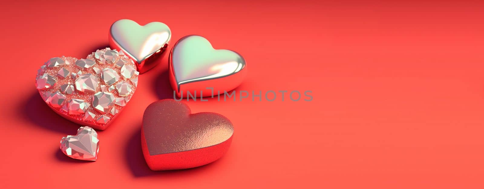 Shimmering 3D Heart Shape, Diamond, and Crystal Design for Valentine's Day Background and Banner by templator
