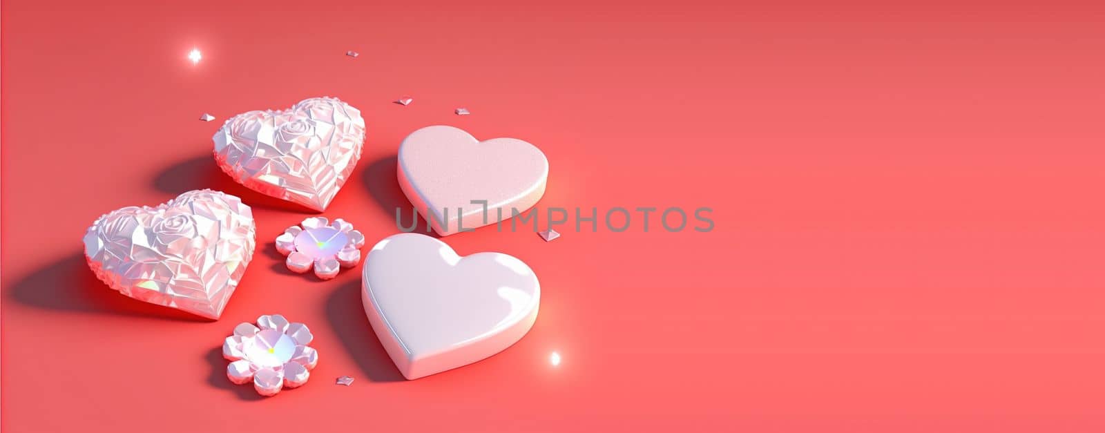 Shimmering 3D Heart Shape, Diamond, and Crystal Design for Valentine's Day Background and Banner by templator