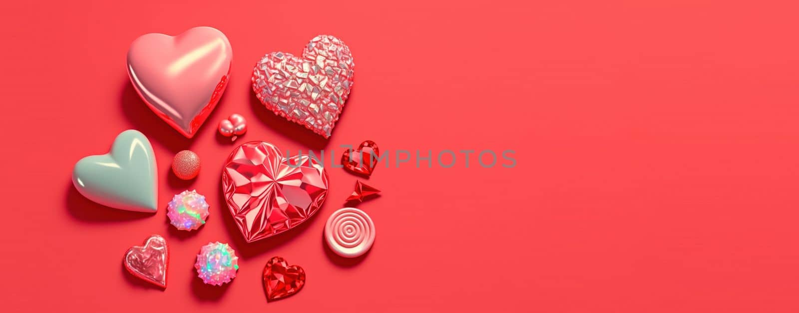 Valentine's Day Sparkle Hearts Diamonds and Crystals Banner and Background