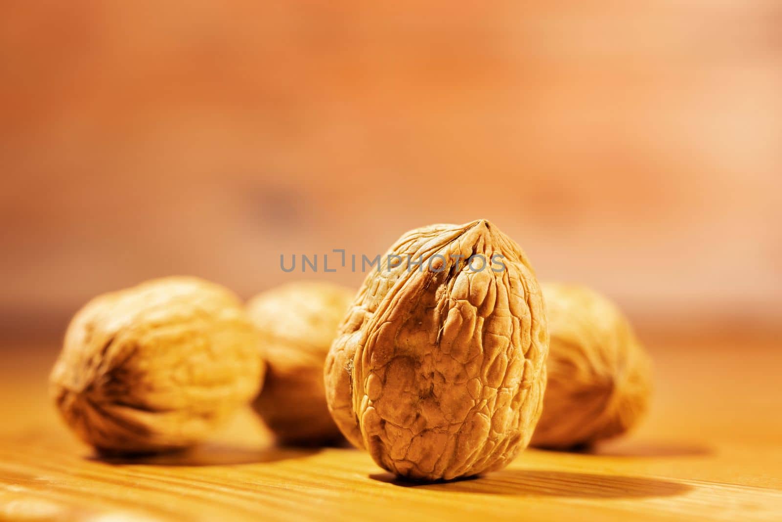 Fruit of walnuts on wooden table , healthy eating