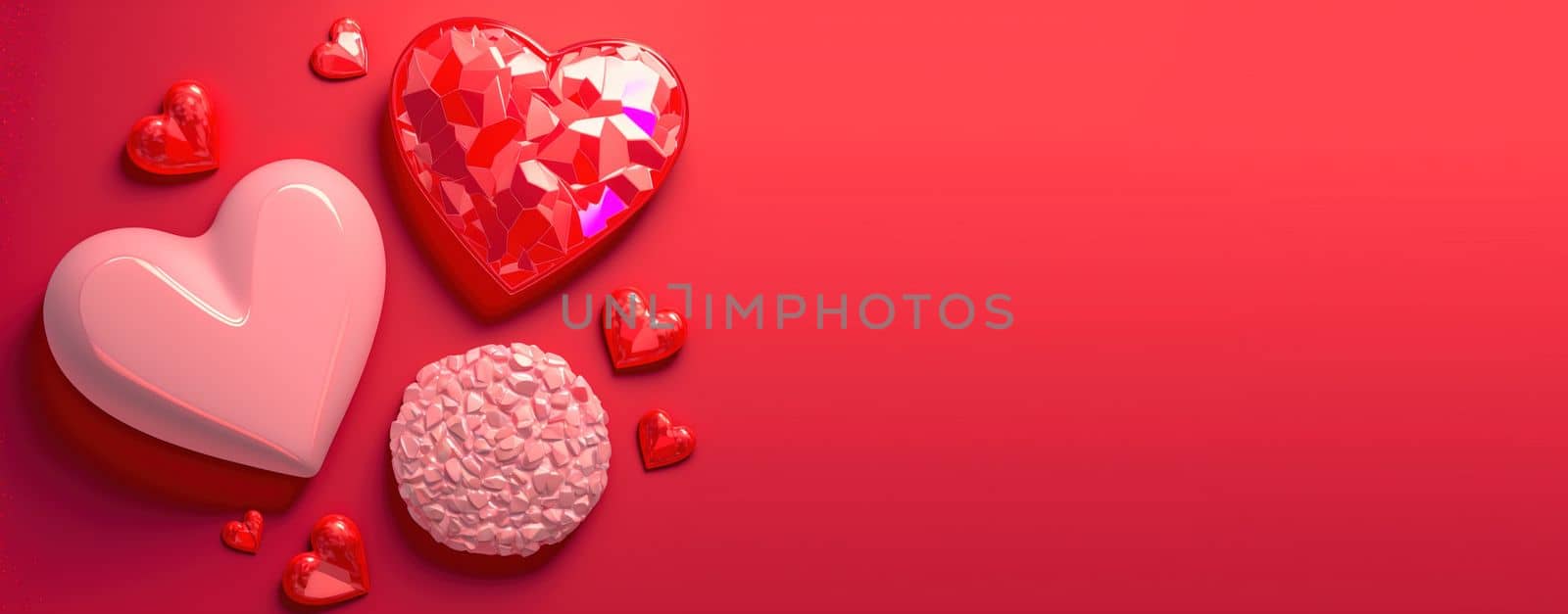 Valentine's Day Romance A Heart Diamond and Crystal Themed Banner and Background