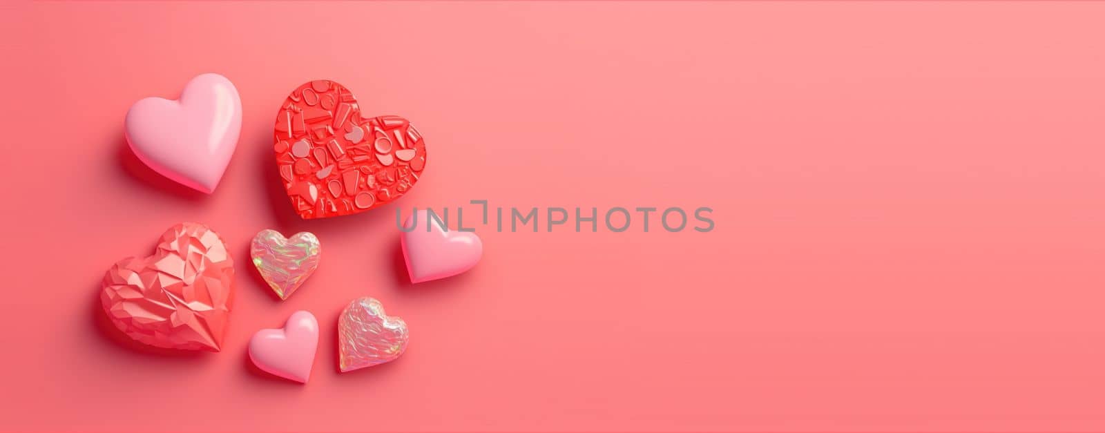 Twinkling 3D Heart Shape, Diamond, and Crystal Illustration for Valentine's Day Banner by templator
