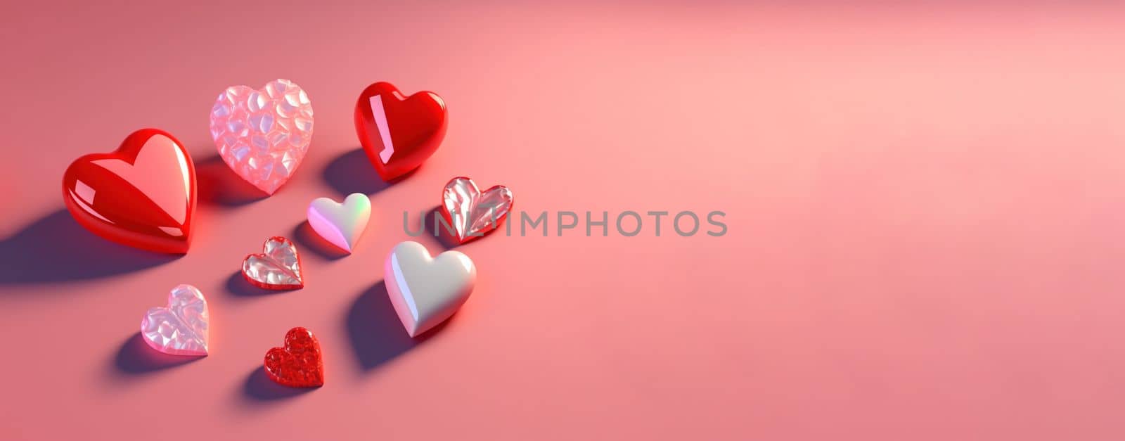 Glistening 3D Heart, Diamond, and Crystal Illustration for Valentine's Day Theme by templator