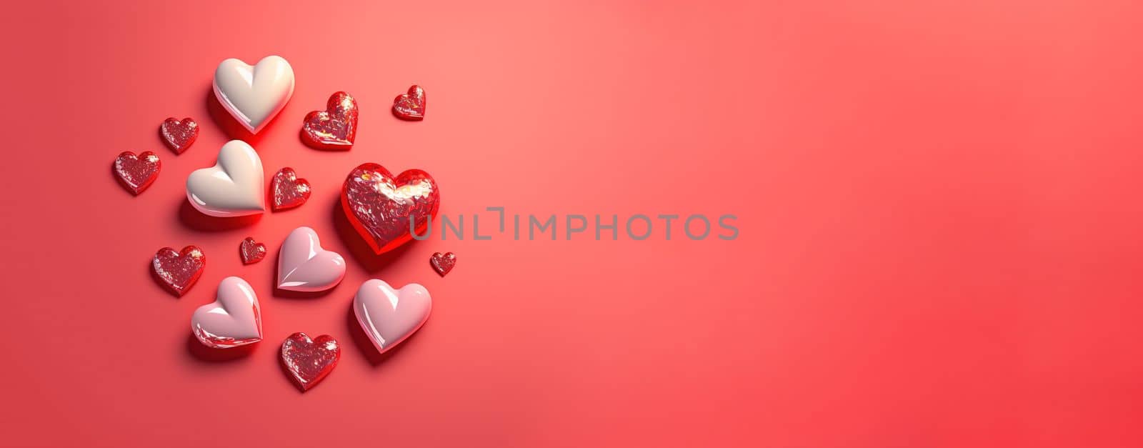 Glistening 3D Heart, Diamond, and Crystal Illustration for Valentine's Day Theme by templator