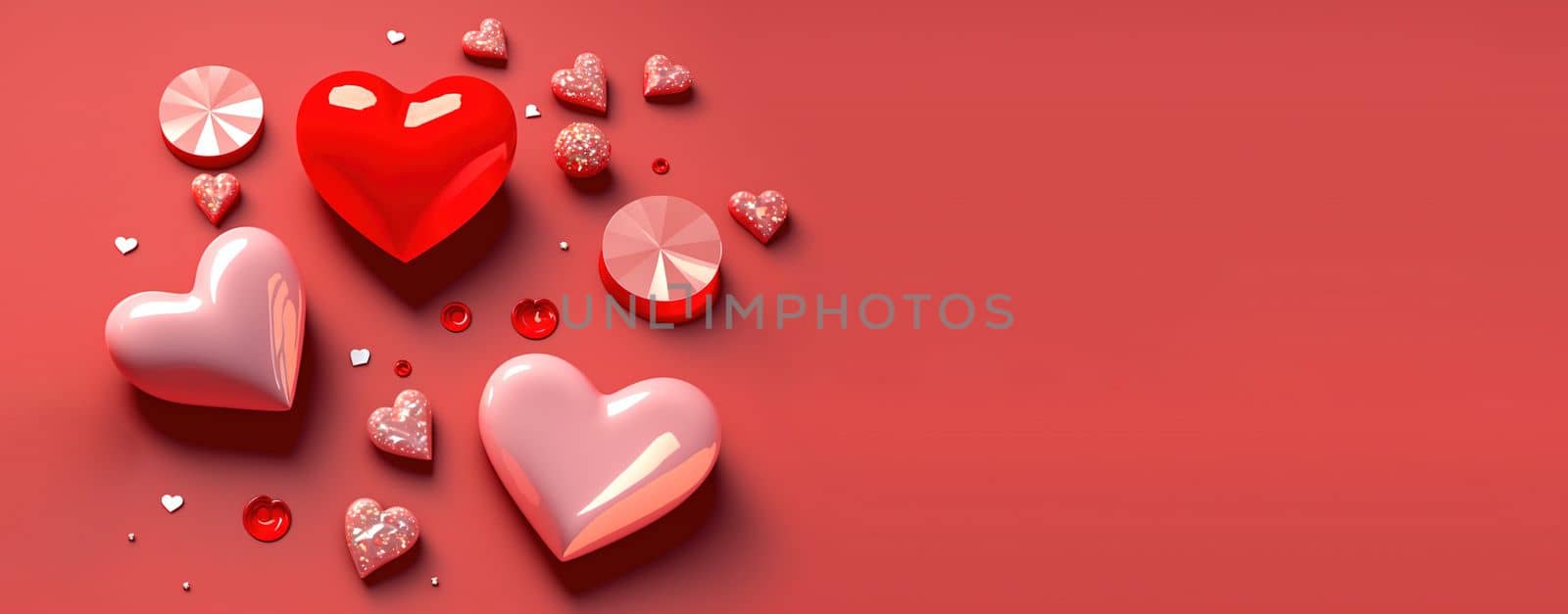 Valentine's Day Romance A Heart Diamond and Crystal Themed Banner and Background by templator
