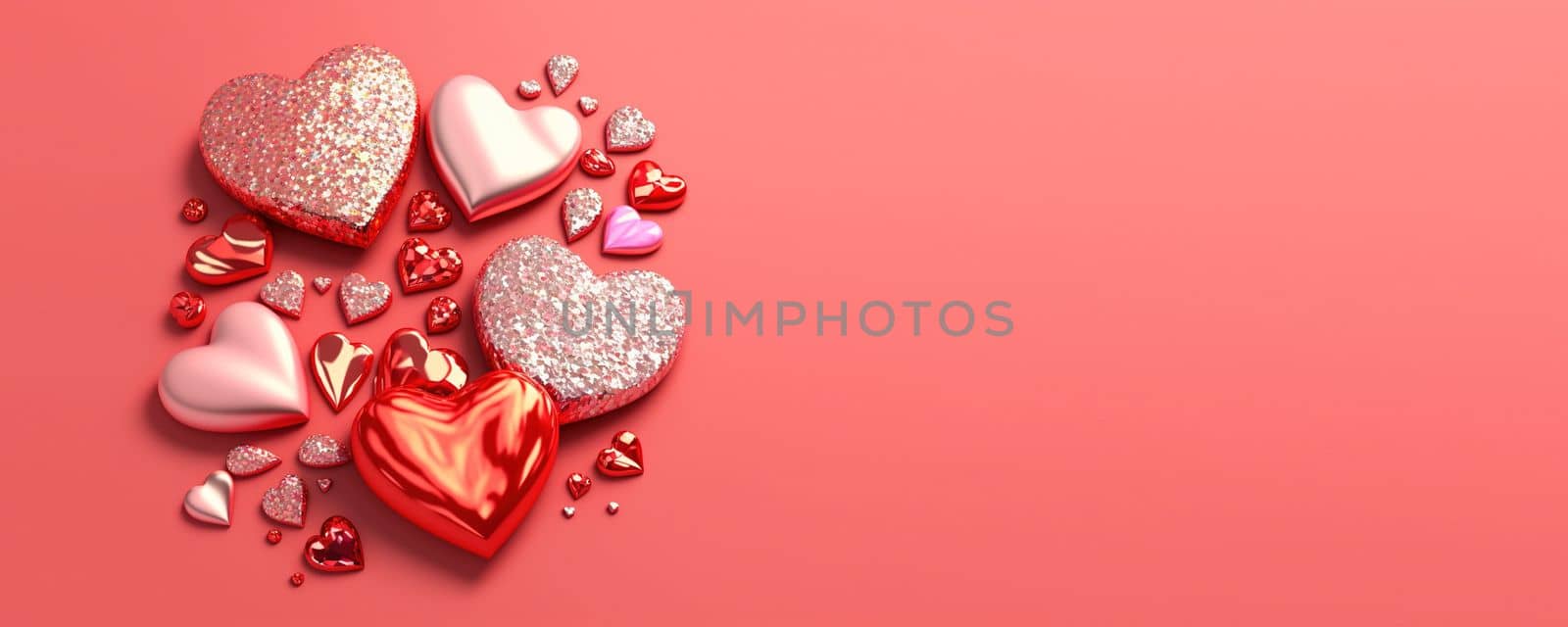 Valentine's Day 3D Illustration of Heart Crystal Diamond for Valentine's Day Promotion Banner and Background by templator