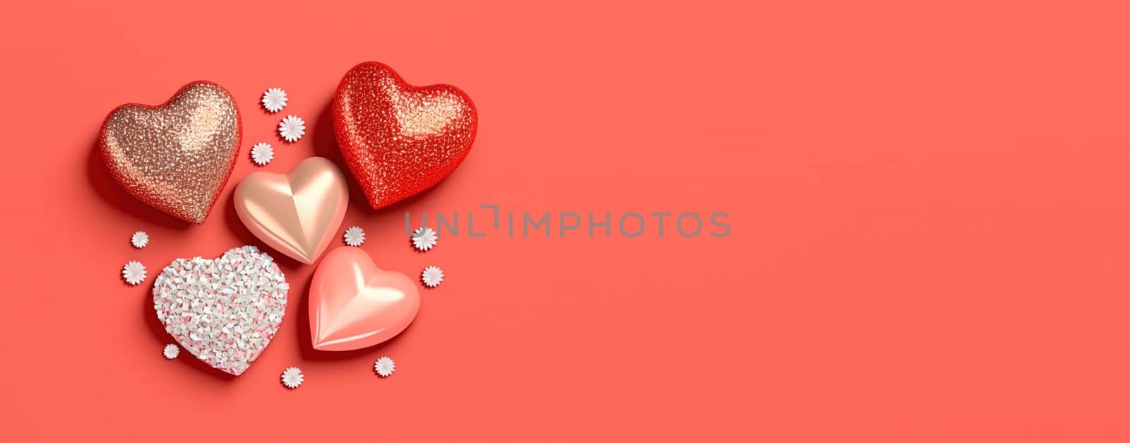 Luxurious 3D Heart, Diamond, and Crystal Illustration for Valentine's Day Background and Banner by templator