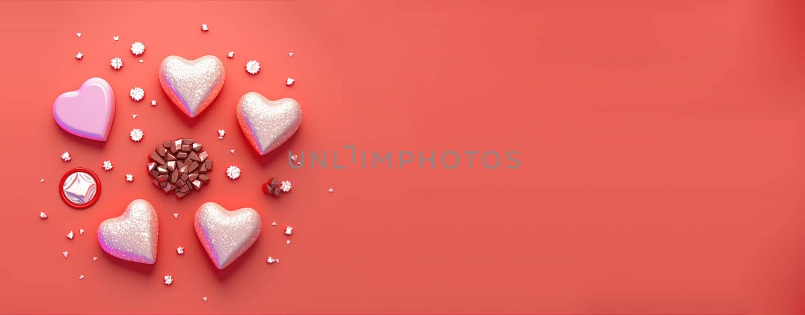 Valentine's Day 3D Illustration of Heart Crystal Diamond for Valentine's Day Promotion Banner and Background by templator