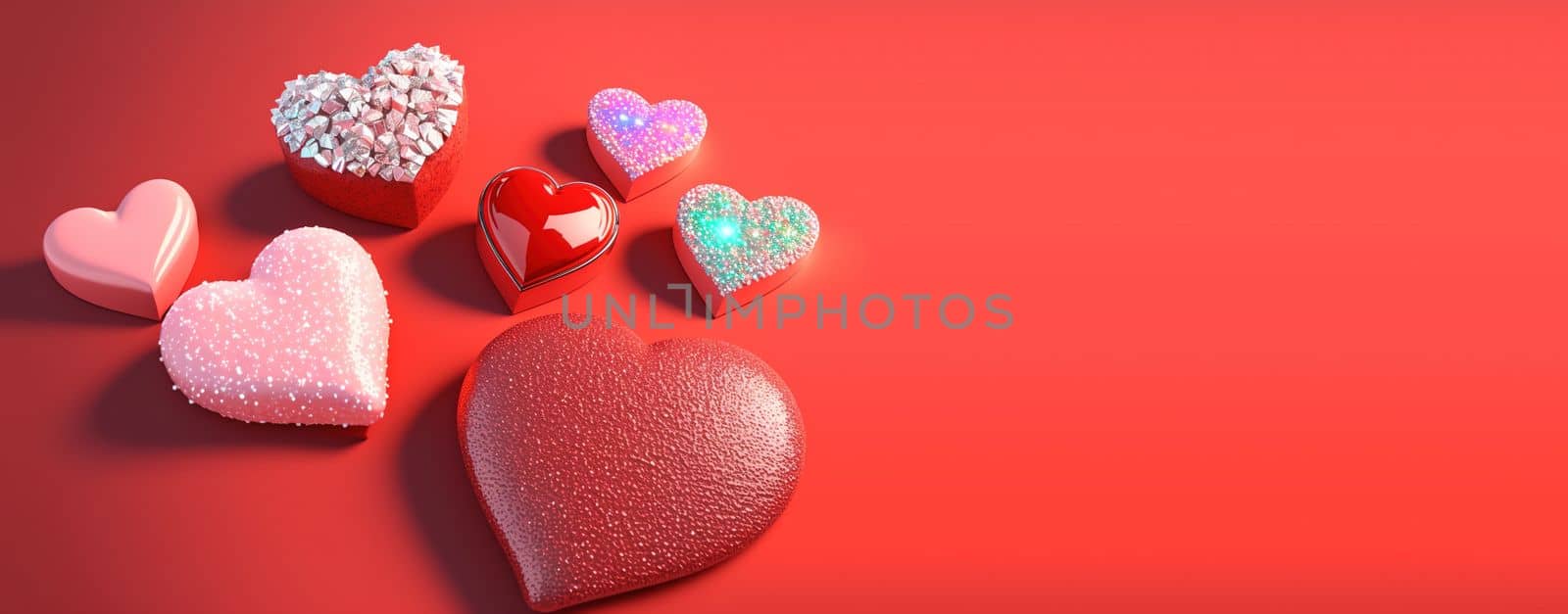 Valentine's Day 3D Illustration of Heart Crystal Diamond for Valentine's Day Promotion Banner and Background by templator