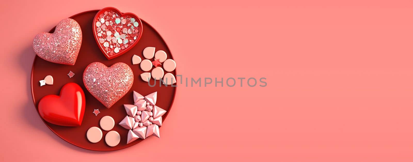 Elegant 3D Heart, Diamond, and Crystal Design for Valentine's Day Greetings by templator