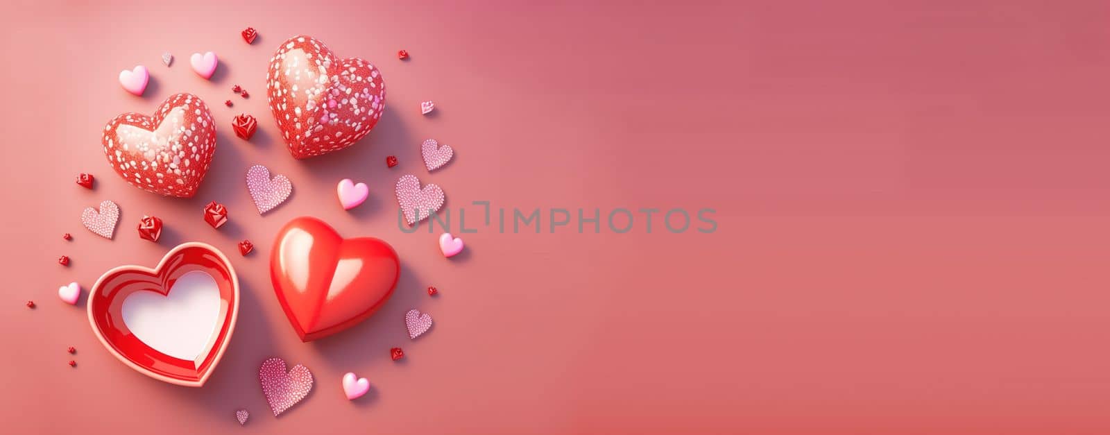Valentine's Day Heart and Crystal Diamond Banner and Background by templator