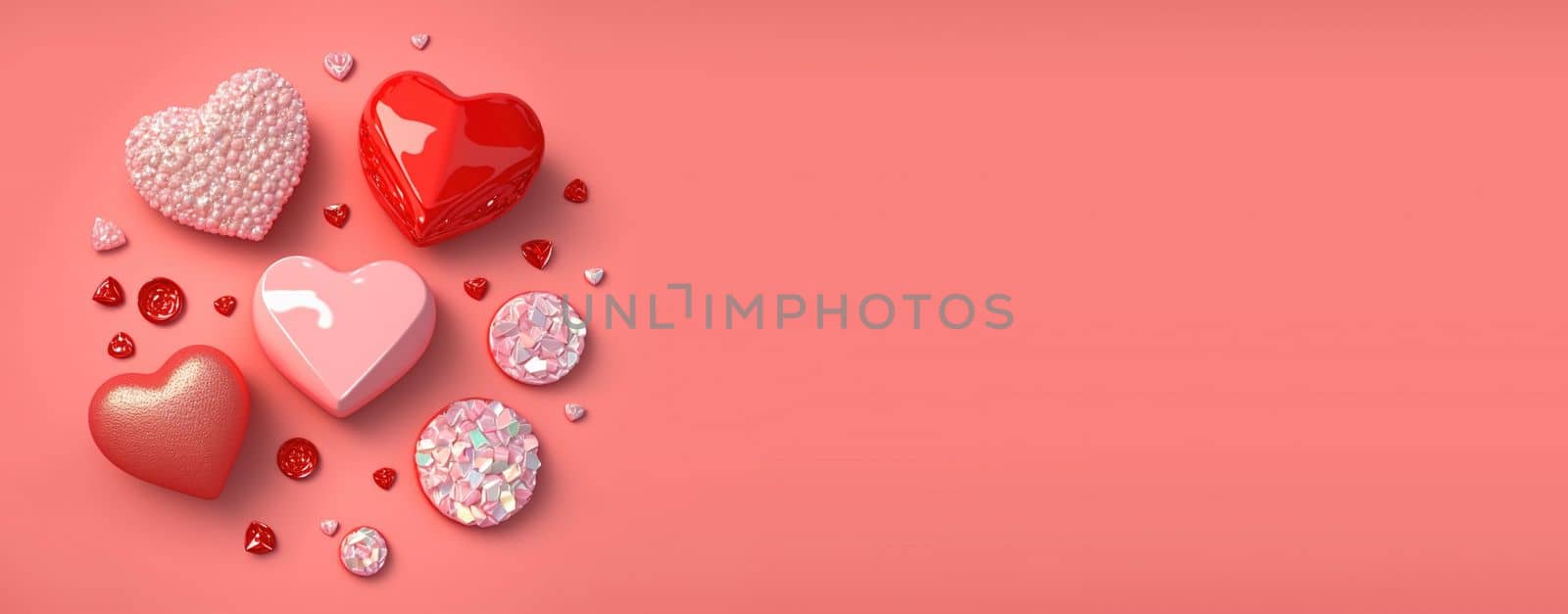 Elegant 3D Heart, Diamond, and Crystal Design for Valentine's Day Greetings by templator