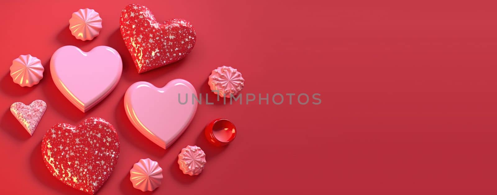 Elegant 3D Heart, Diamond, and Crystal Design for Valentine's Day Greetings by templator