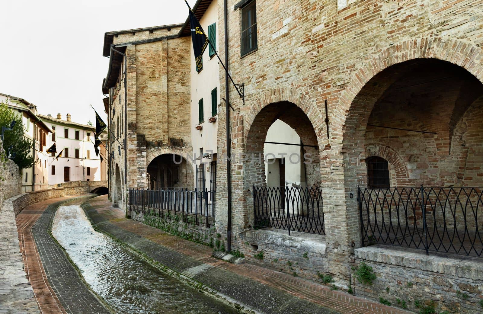 Conce medieval district in Foligno , Topino river  , ancient tanneries zone