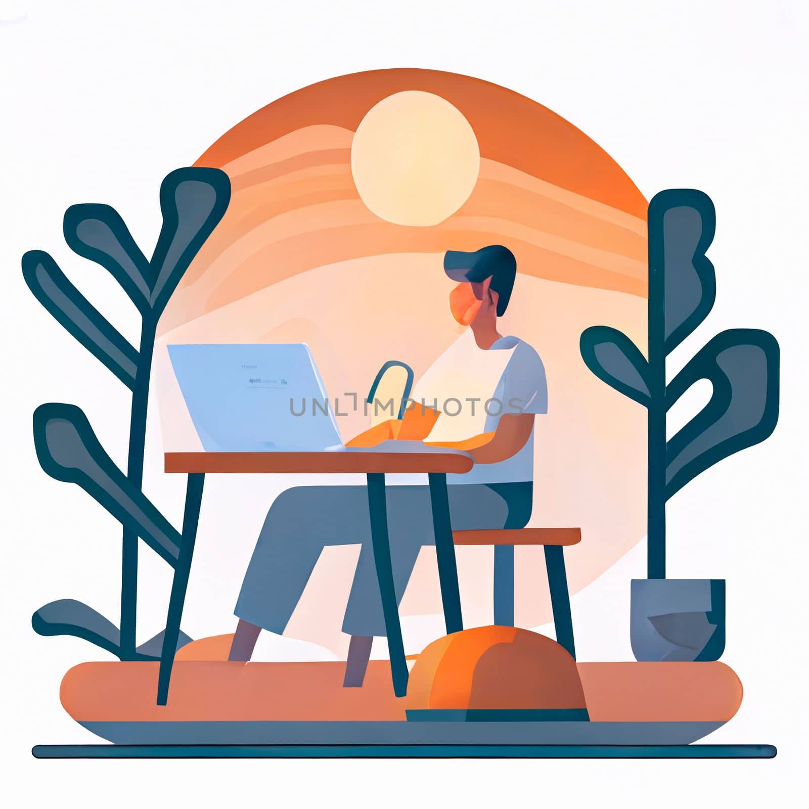 A simple illustration of a developer sitting at a laptop by NeuroSky
