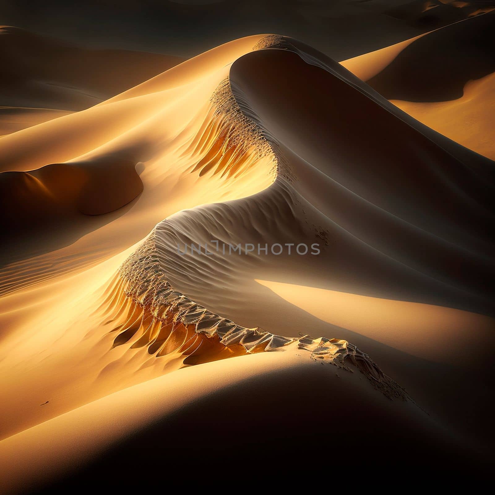 Cinematic depiction of the desert and desert dunes. High quality illustration