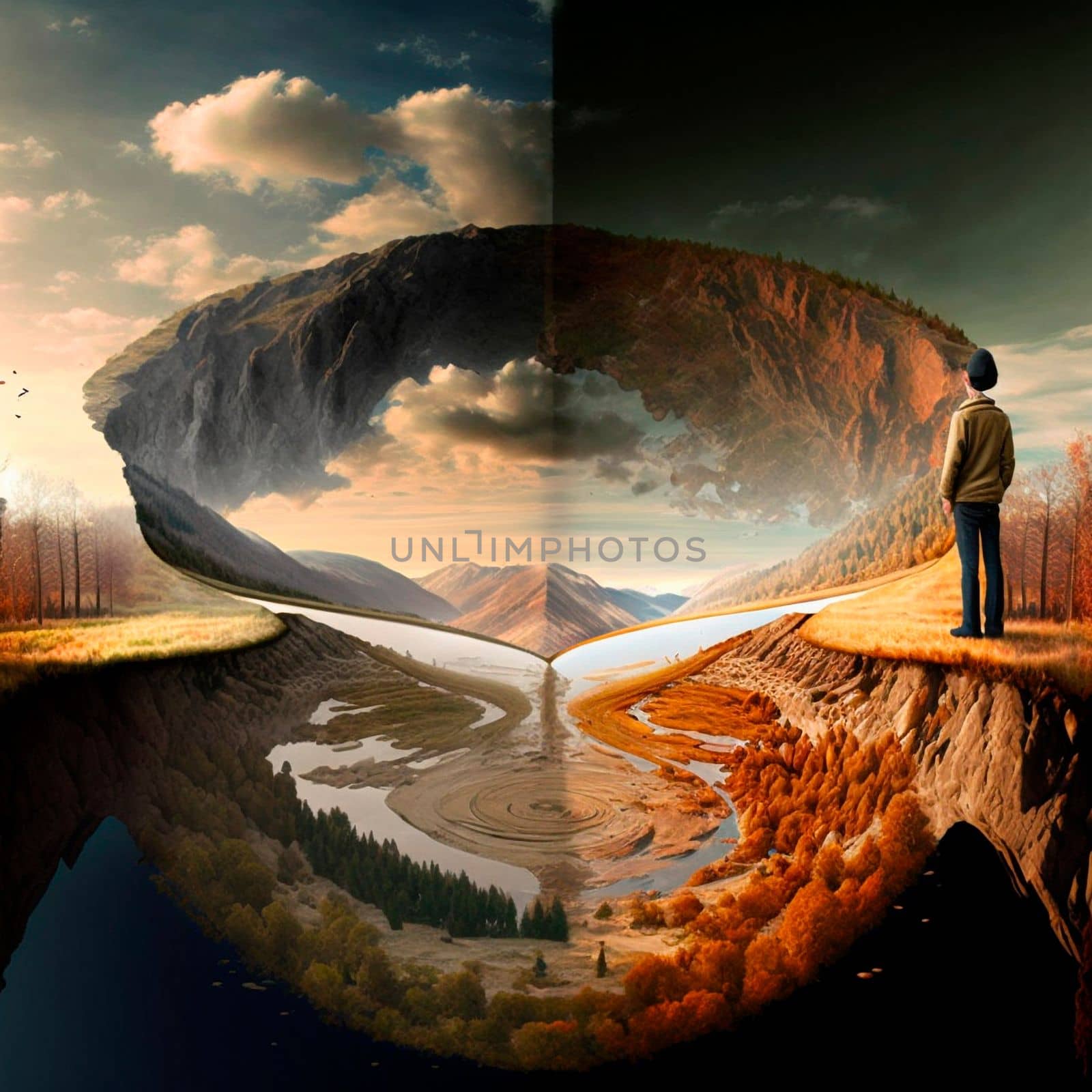Duality of two worlds, between two worlds. High quality photo