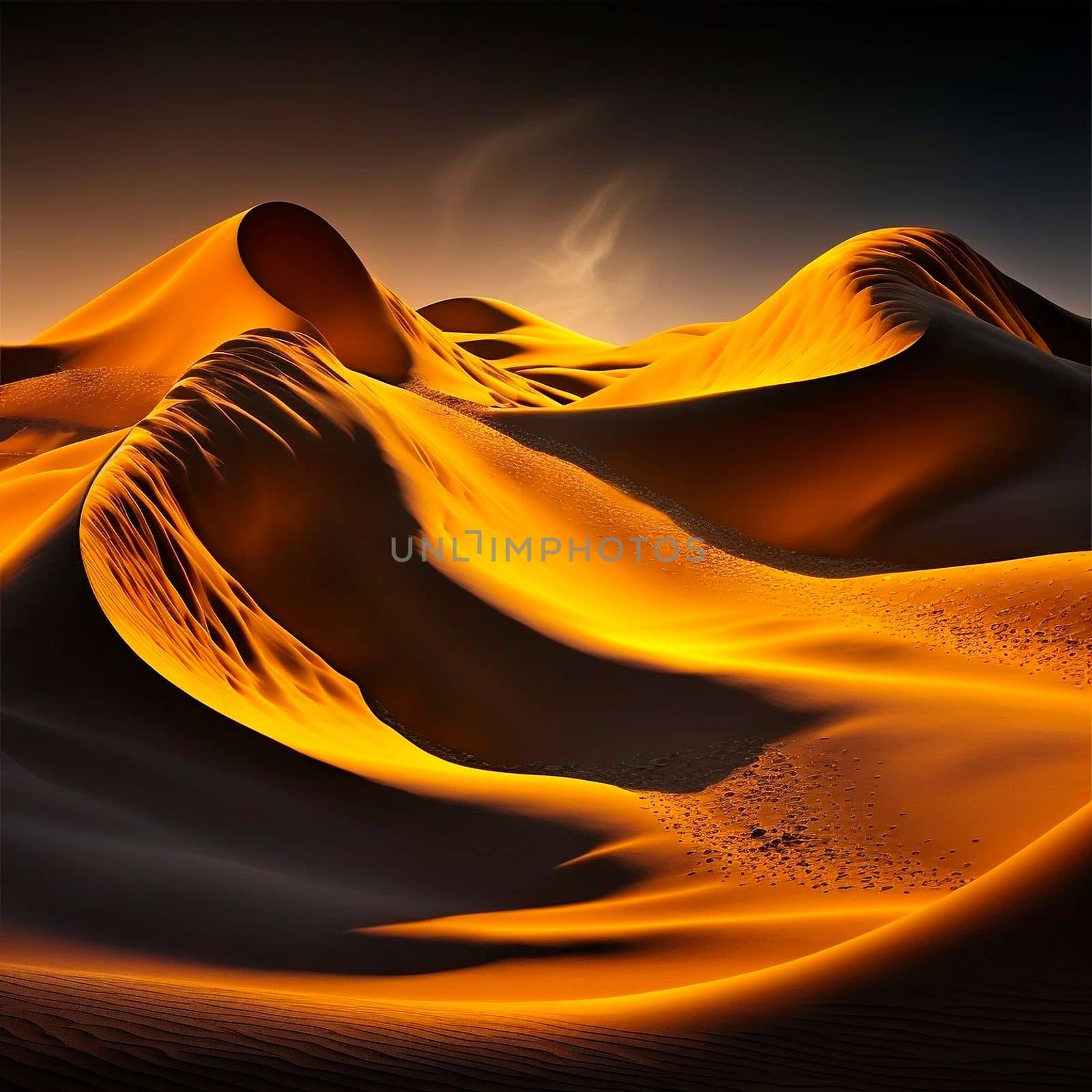 Cinematic depiction of the desert and desert dunes. High quality illustration