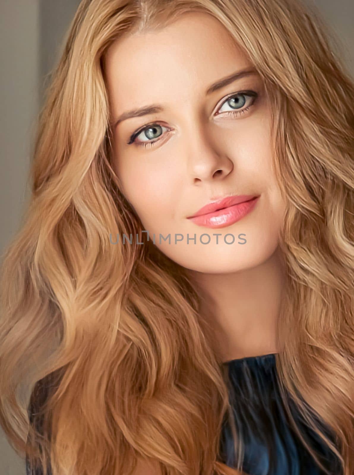 Beauty and femininity, beautiful blonde woman with long blond hair, natural portrait closeup