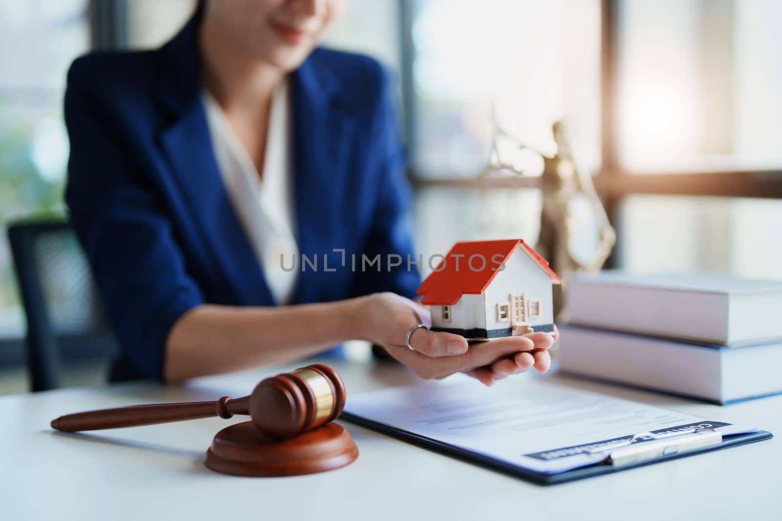 Law, Consultation, Agreement, Contract, Concept Attorney or Lawyer is sitting and accepting complaints from clients for home and land matters in court