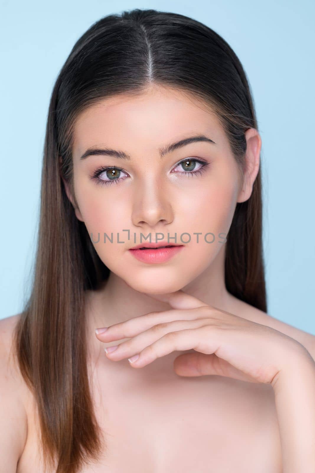 charming girl with flawless skin portrait for beauty and cosmetic concept. by biancoblue
