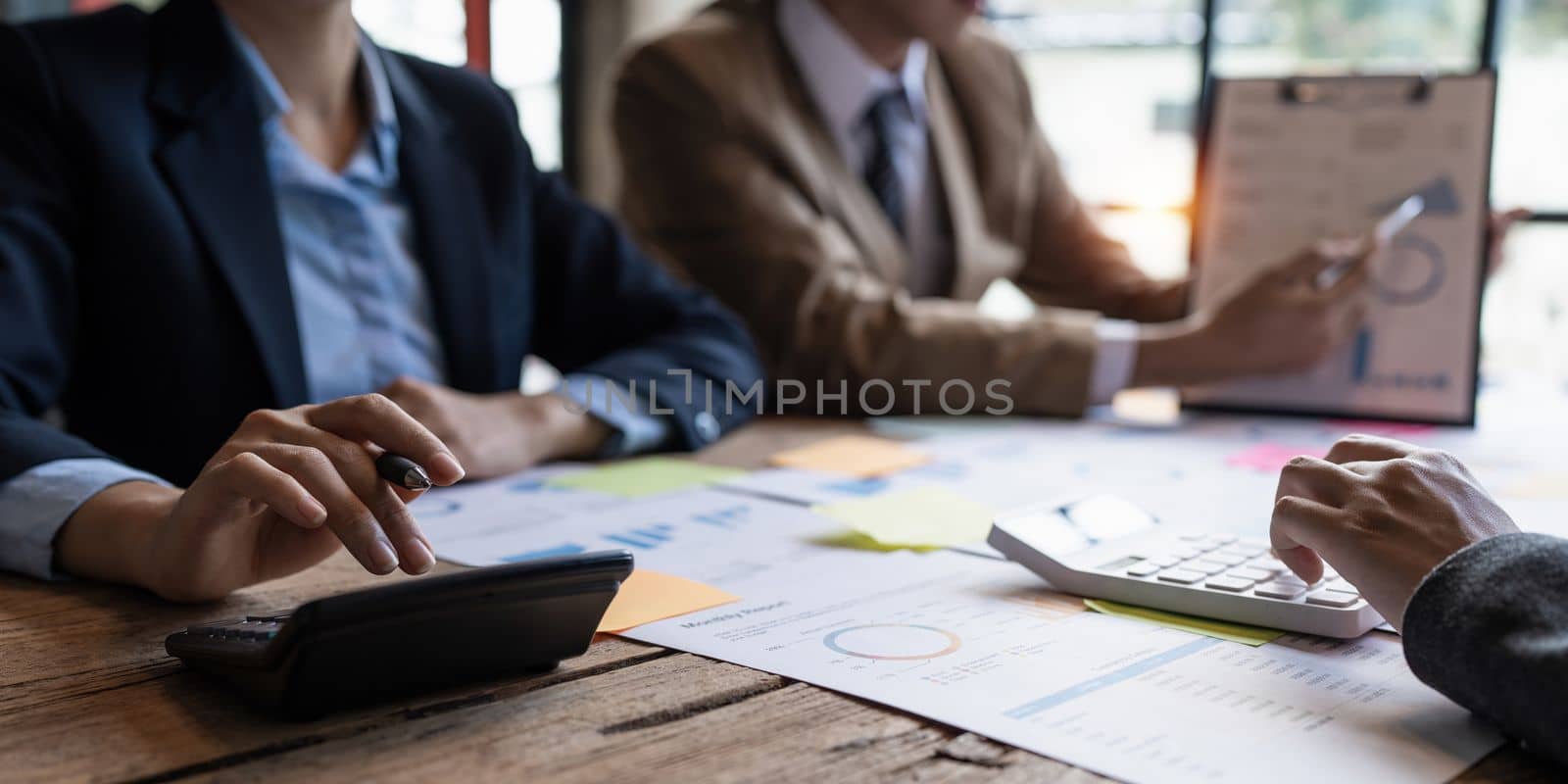 Group of fund manager analyzing big data for future investment.