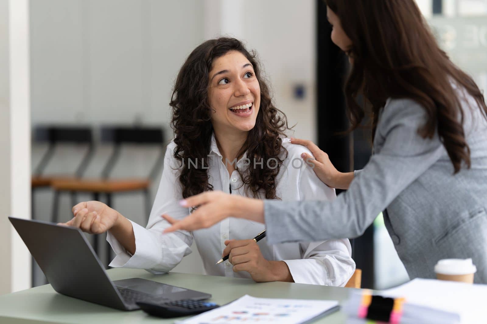 Business advisers are gathering to assess and debate the issue as it appears on the financial report. Financial counselor, investment consultant, and accounting concept.