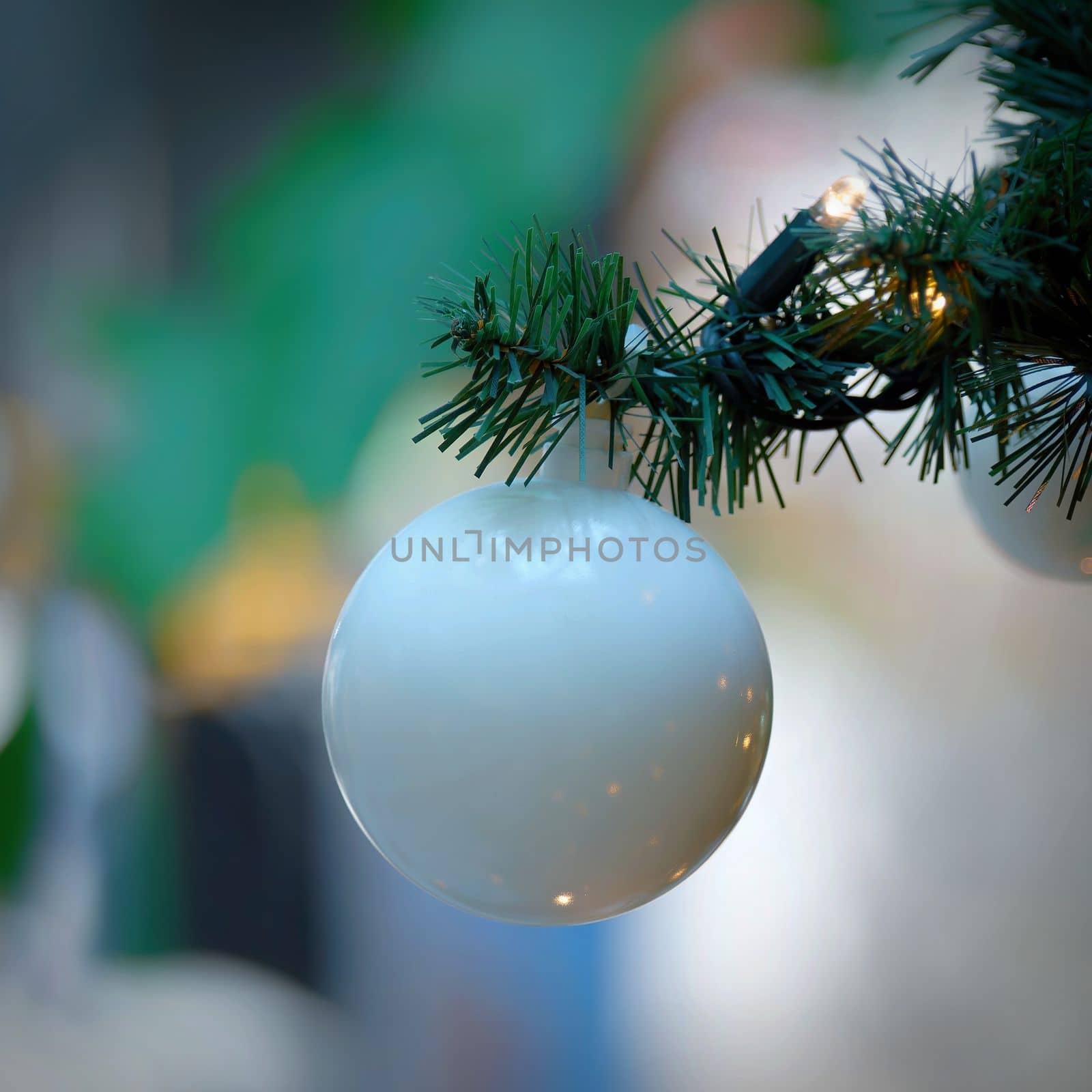 Beautifully decorated Christmas tree with blurred background. Concept for Christmas holidays and winter season.