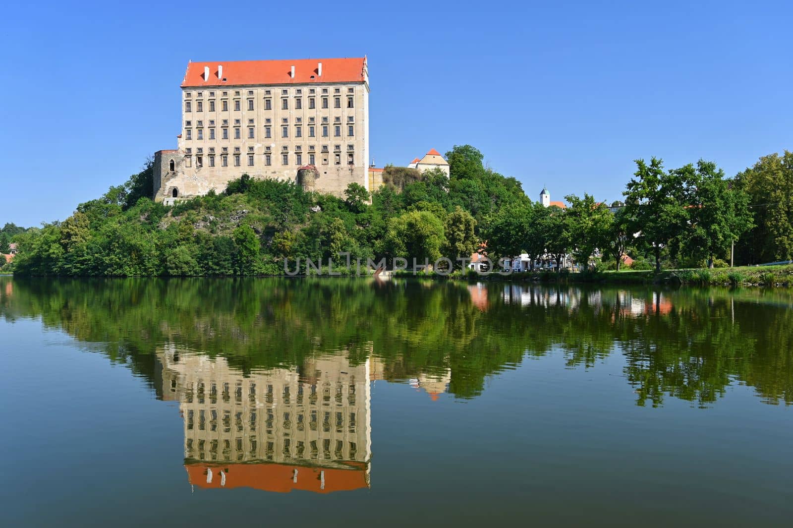 Plumlov - Czech Republic. Beautiful old castle by the lake. A snapshot of architecture in the summer season.