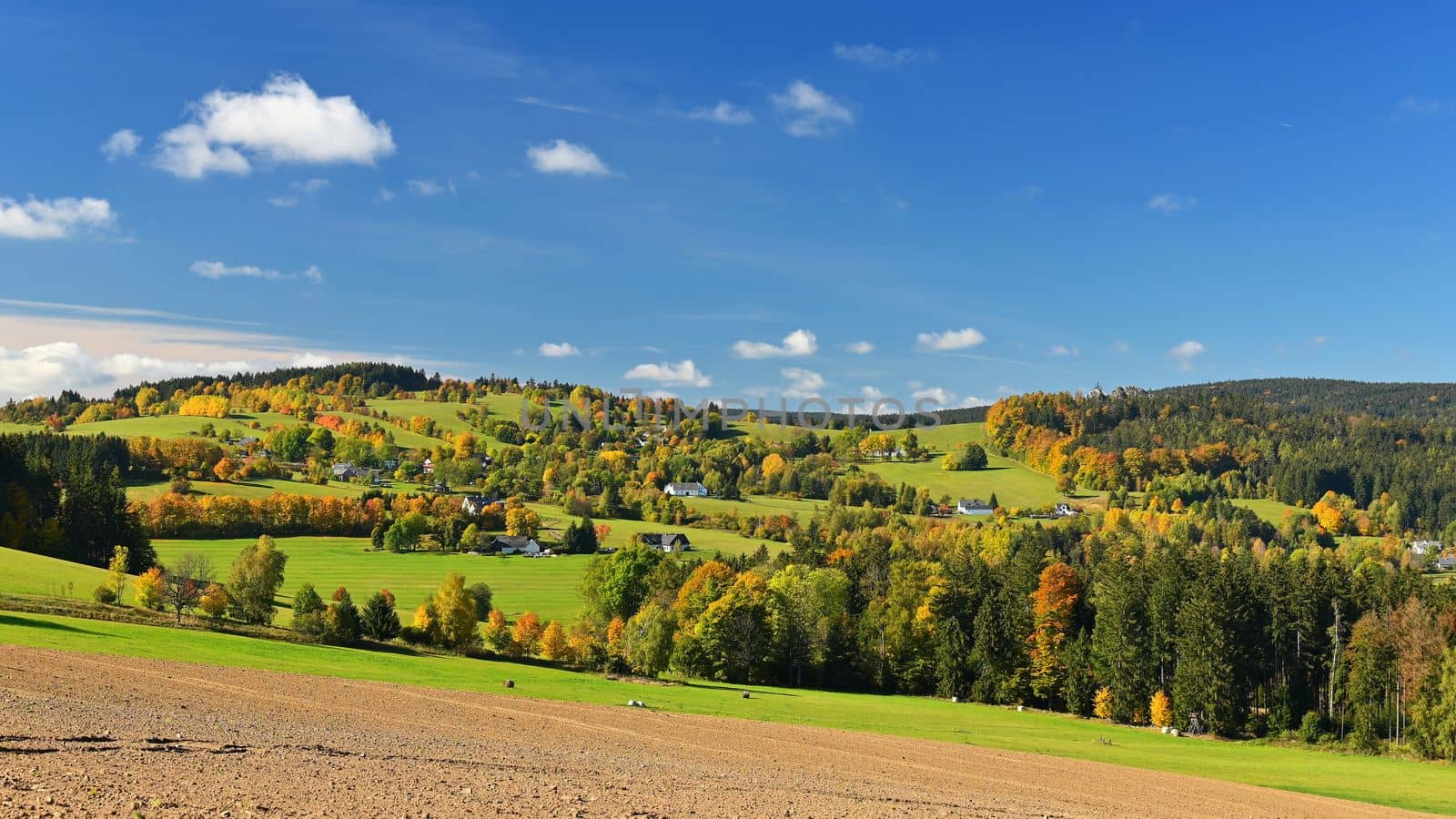 Autumn landscape. Beautiful colorful nature in autumn time. Czech Republic - seasonal background. by Montypeter