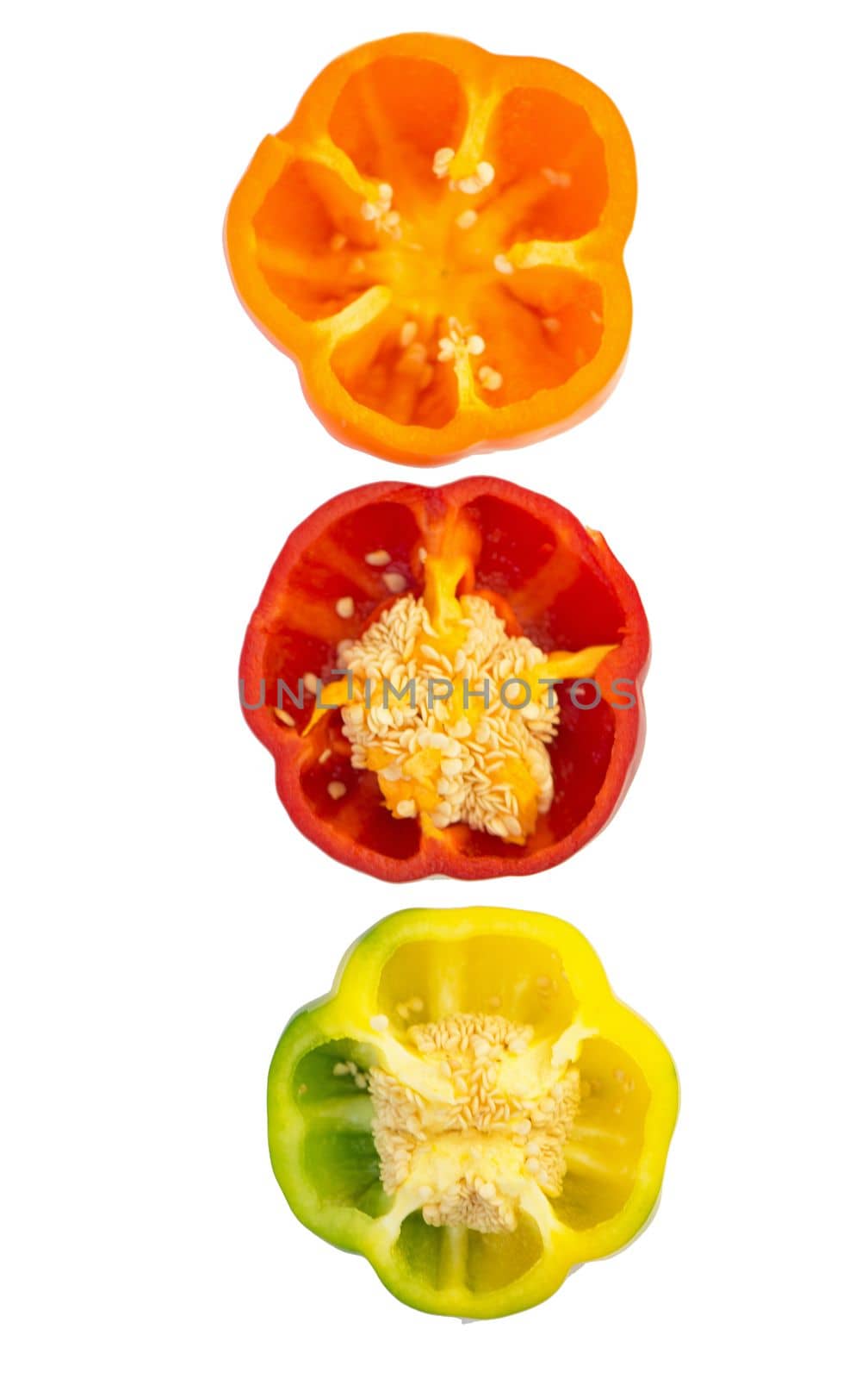 sweet pepper, red, green, yellow pepper isolated on white background, clipping path, full depth of field by aprilphoto