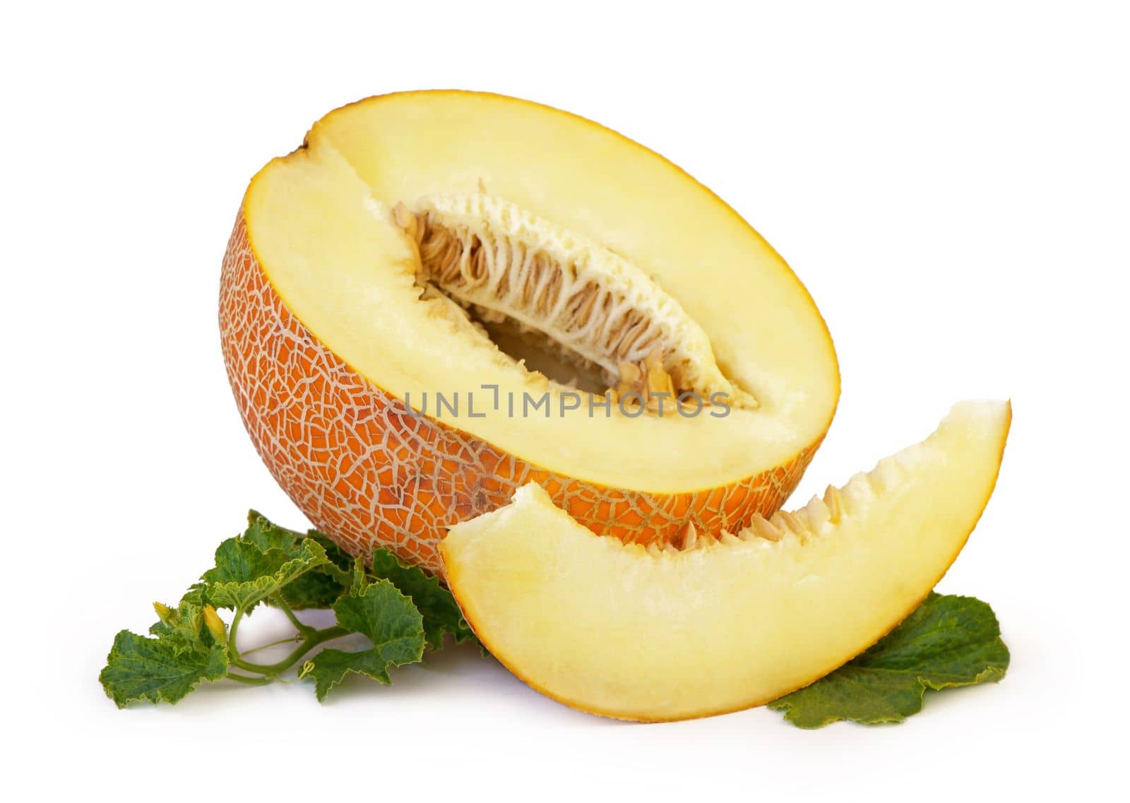 Sweet melons isolated on white background, Melon or cantaloupe isolated on white background With clipping path.