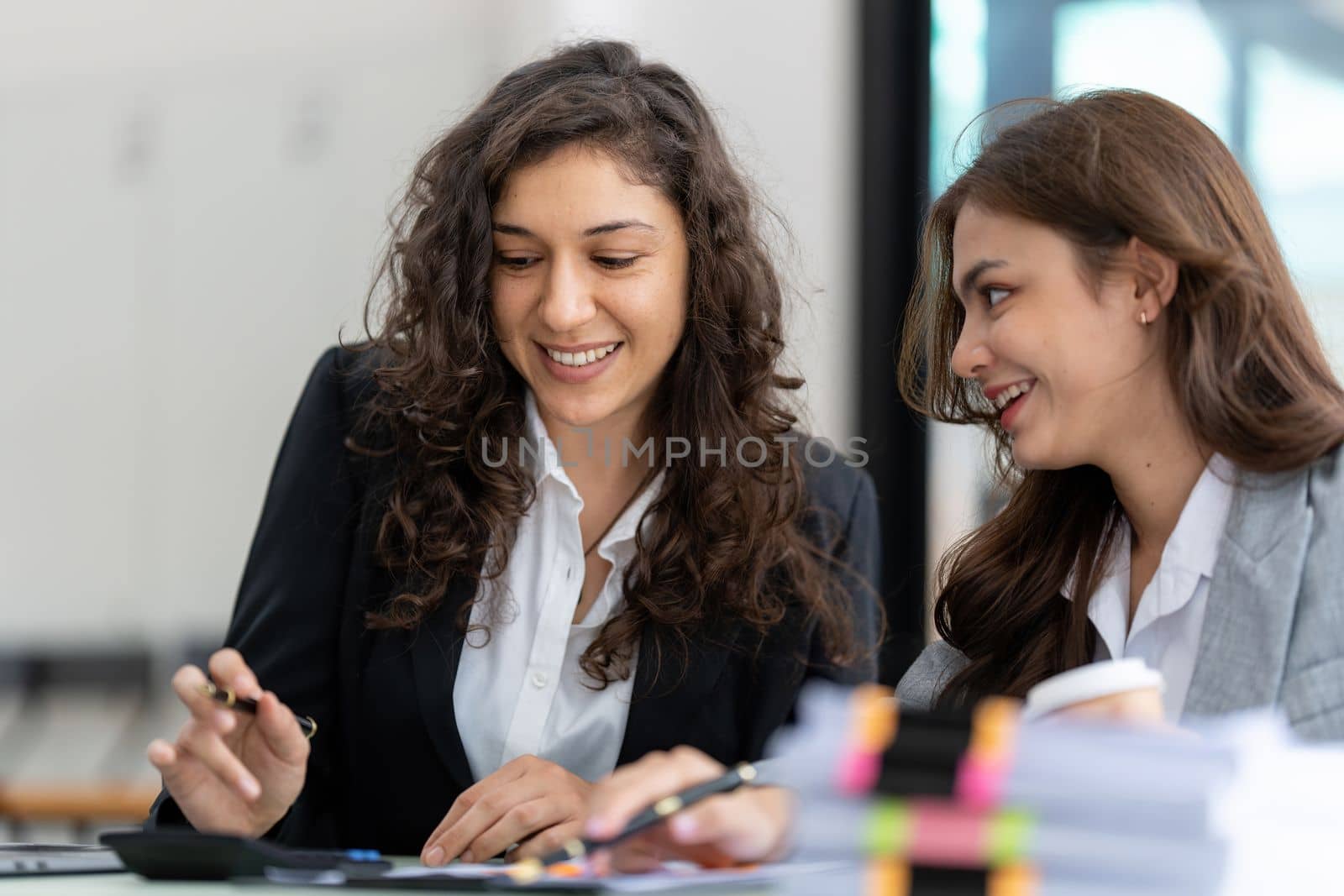 Business advisers are gathering to assess and debate the issue as it appears on the financial report. Financial counselor, investment consultant, and accounting concept.